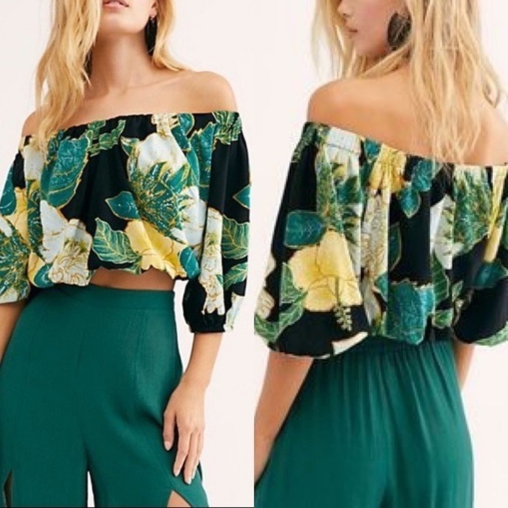 Free People Electric Day Off the Shoulder Blouse Crop Top
